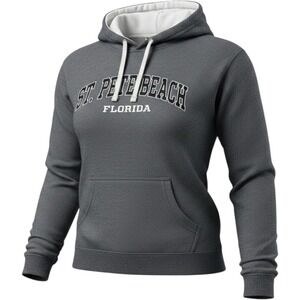 Basix of America St Pete Beach Florida Hoodie Gray Waffle Knit Sweatshirt Large‎